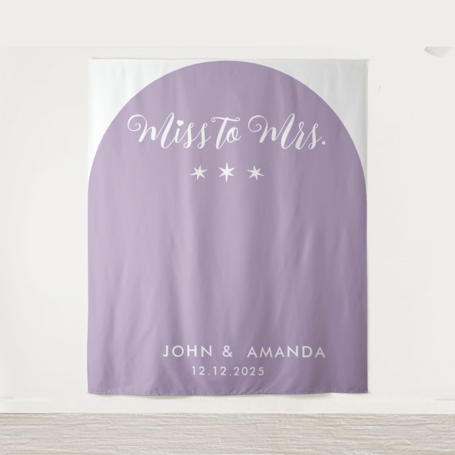 Modern Miss to Mrs Bridal Shower Lavender Arch Tapestry (Front)