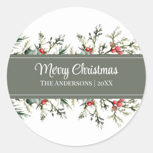 Modern Mistletoe Merry Christmas Gift Stickers