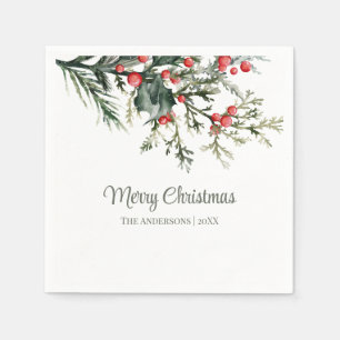 Modern Mistletoe Merry Christmas Napkins