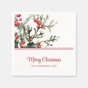 Modern Mistletoe Merry Christmas Napkins