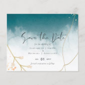 Modern Misty Blue Gold Wedding (Front)