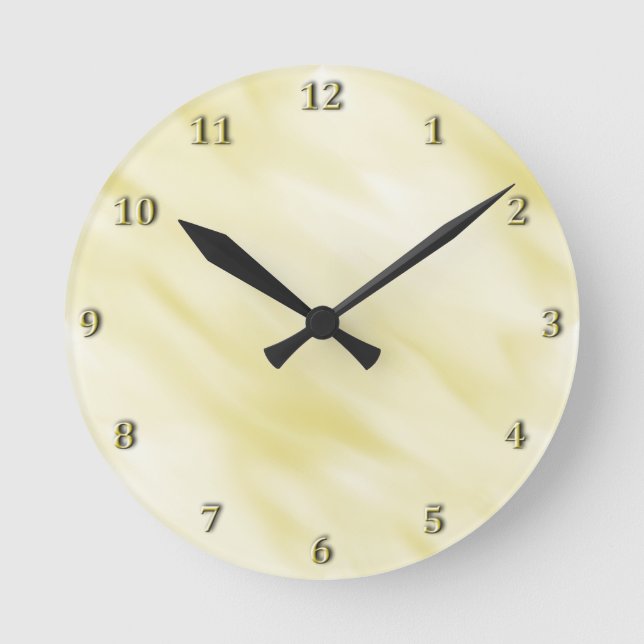 Modern Misty Goldenrod Pastel Bath Set Round Clock (Front)