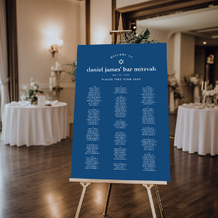  Modern Mitzvah Blue XL Alphabetical Seating Chart Foam Board