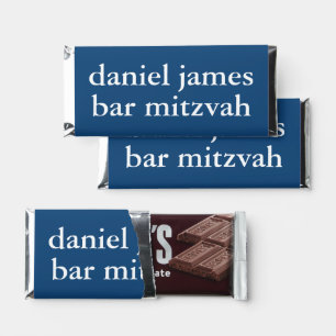 Modern Mitzvah Bold Name Navy Blue Hershey Bar Favors