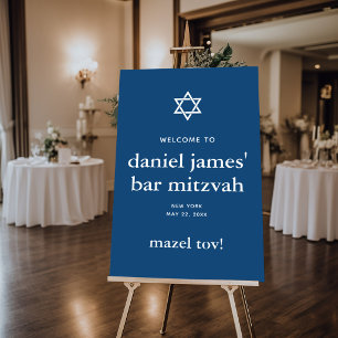Modern Mitzvah Extra Large Welcome Sign, Navy Blue Foam Board