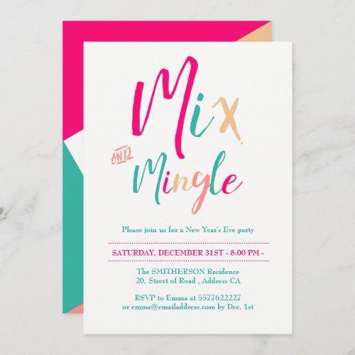 Modern mix mingle New Years Eve Party 2 Invitation