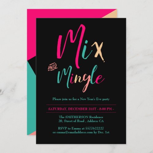 Modern mix mingle New Years Eve Party Invitation