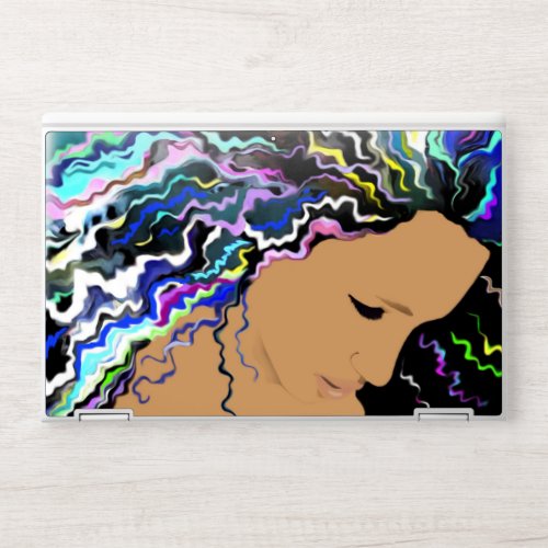 Modern Mixed Black Woman with beautiful curly hair HP Laptop Skin