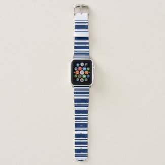 Modern Mixed Indigo and White Stripes Apple Watch Band