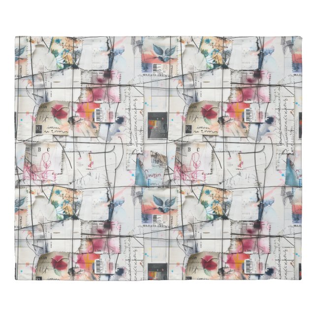 Modern Mixed Media Collage Art Duvet Cover (Front)