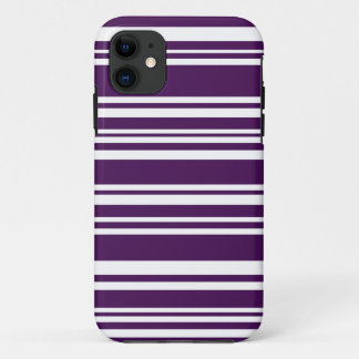 Modern Mixed Purple and White Stripes iPhone 11 Case