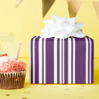 Modern Mixed Purple and White Stripes Wrapping Paper