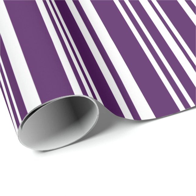 Modern Mixed Purple and White Stripes Wrapping Paper (Roll Corner)