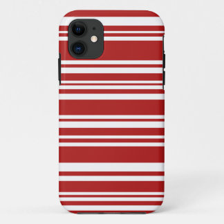 Modern Mixed Red and White Stripes iPhone 11 Case