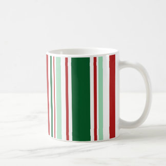 Modern Mixed Red, Green, White Stripes Coffee Mug