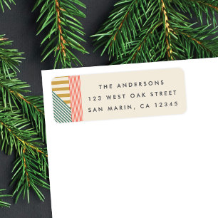 Modern Mixed Stripes Holiday Return Address Label