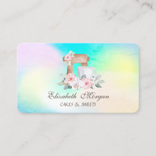 Modern Mixer Flowers Bakery Business Card
