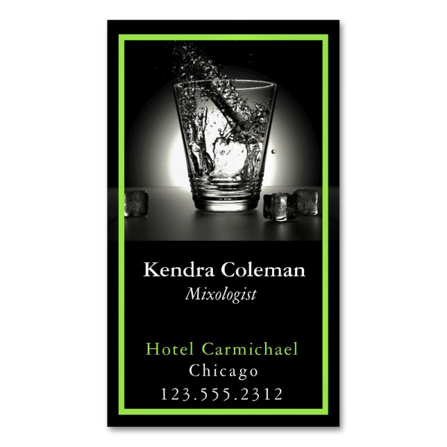 Modern Mixologist Business Card Magnet (Front Vertical)