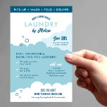 Modern Mobile Laundry Service Laundromat Marketing Flyer<br><div class="desc">Create modern promotional flyers for your laundry business using this professional white and blue Mobile Laundry Service marketing flyer. Featuring pastel blue and white colors, hand-drawn soap bubble motifs, trendy fonts and a stylish layout. Add your services, unique selling points and special first time customer offer to make your custom...</div>