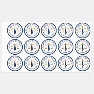 Modern Mobile Notary Logo Stamp Navy Gold 15x Labels