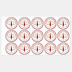 Modern Mobile Notary Logo Stamp Red Gold 15x Labels