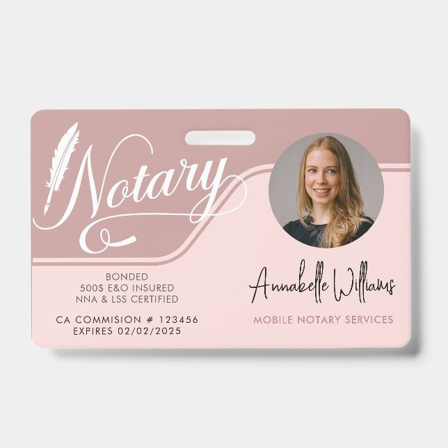 Modern Mobile Notary Photo  Badge (Front)