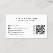Modern Mobile Notary Photo QR Code  Business Card (Back)