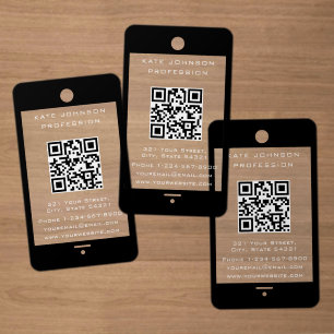 Modern Mobile Phone Contact QR Code Transparent Clear Business Cards