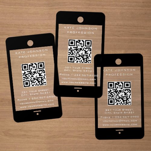 Modern Mobile Phone Contact QR Code Transparent Clear Business Cards