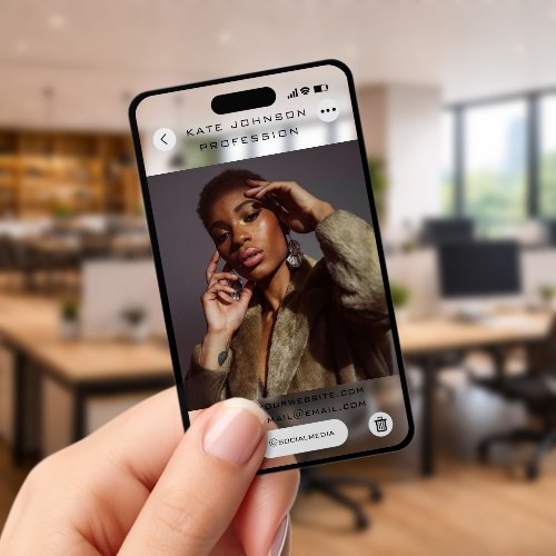 Modern Mobile Phone Social Media Photo Selfie Clear Business Cards
