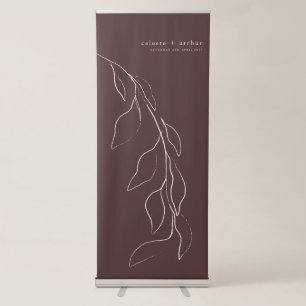 Modern Mocha Botanical Wedding Retractable Banner