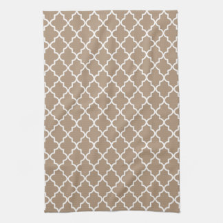 Modern Mocha Brown and White Moroccan Quatrefoil Towel