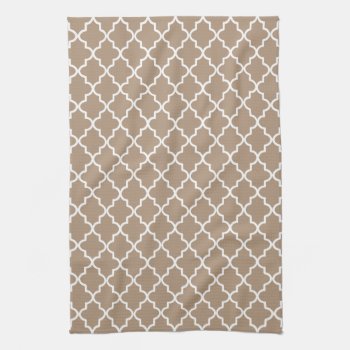 Modern Mocha Brown And White Moroccan Quatrefoil Towel by cardeddesigns at Zazzle