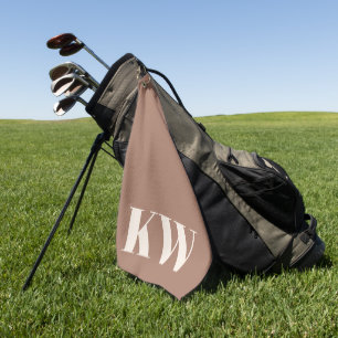 Modern Mocha Brown Monogram Initials Personalized Golf Towel