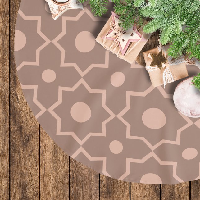 Modern Mocha Mousse Dusty Pink Geometric Shape  Brushed Polyester Tree Skirt (Creator Uploaded)