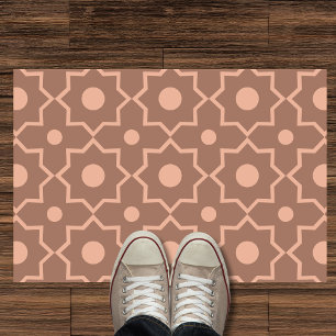 Modern Mocha Mousse Dusty Pink Geometric Shape Doormat
