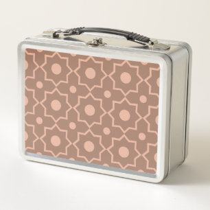 Modern Mocha Mousse Dusty Pink Geometric Shape Metal Lunch Box