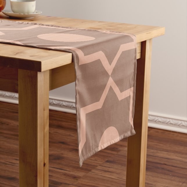 Modern Mocha Mousse Dusty Pink Geometric Shape  Short Table Runner (In Situ)
