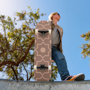 Modern Mocha Mousse Dusty Pink Geometric Shape Skateboard
