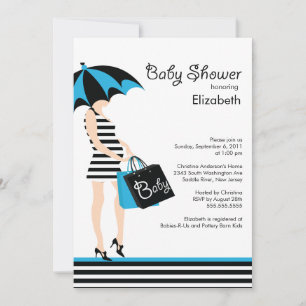 Modern Mod Mom Boy Baby Shower Invitation