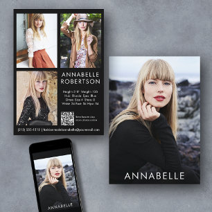 Modern Modeling 4 Photo Model QR Code Comp Card