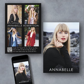 Modern Modeling 5 Photo Model QR Code Comp Card
