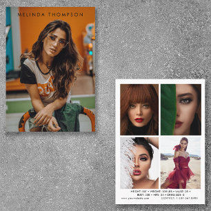 Modern Modeling Acting Comp Card 5 Photo White