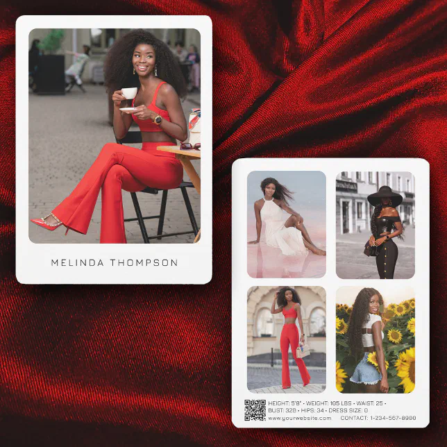 Modern Modeling Actor Comp Card 5 Photo QR Code | Zazzle