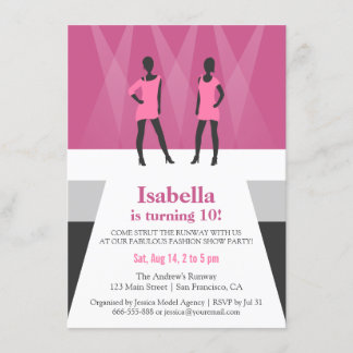 Modern Models Runway Fashion Show Birthday Party Invitation