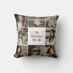 Modern Modern Family 8 Photo Collage Throw Pillow