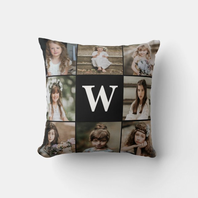 Modern Modern Family 8 Photo Collage Throw Pillow (Front)
