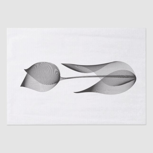     Modern Moiré Effect Tulip Floral Minimal Black Tissue Paper (Front)