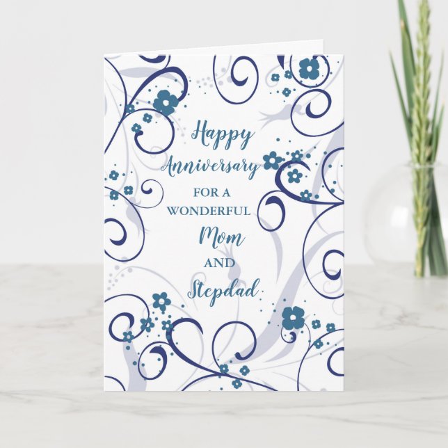 Modern Mom and Stepdad Wedding Anniversary Card (Front)