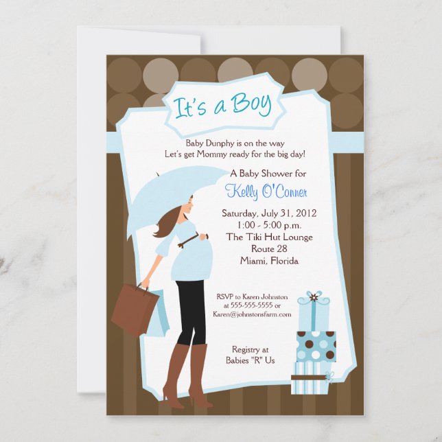 Modern Mom Baby Shower Invitation - Baby Boy! (Front)